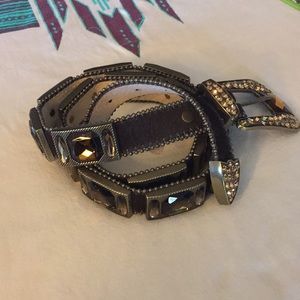 Wildfire dark brown and smoky topaz bling belt